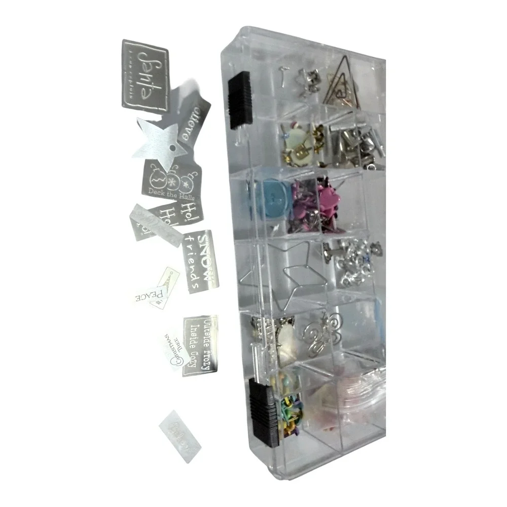 Making‎ Memories Embellishment Lot Brad Bars Fasteners Charms Rhinestones